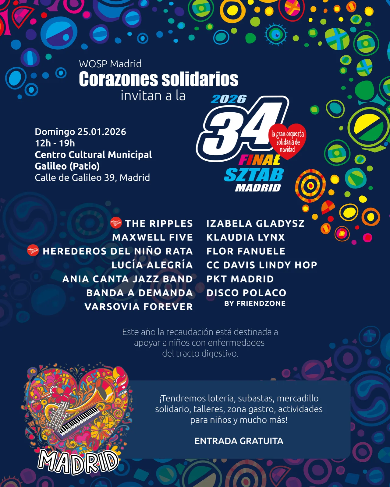 Plakat 34. Finału WOŚP Madrid 2026